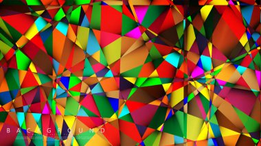 Açık Çok Renkli Gökkuşağı vektör arka plan mozaik üçgen. Degradeler ve saydamlık ile geometrik illüstrasyon tarzı. Üçgen desen tasarımı