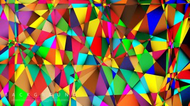 Açık Çok Renkli Gökkuşağı vektör arka plan mozaik üçgen. Degradeler ve saydamlık ile geometrik illüstrasyon tarzı. Üçgen desen tasarımı