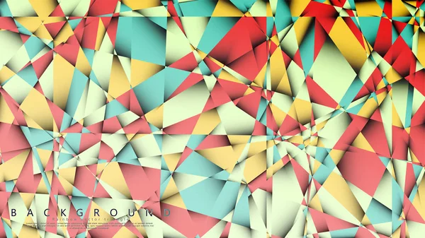 Vektor bakgrund av den mosaiska triangeln med en kombination av pastellblått, rött och gult. Geometrisk illustration stil med övertoningar och transparens. — Stock vektor