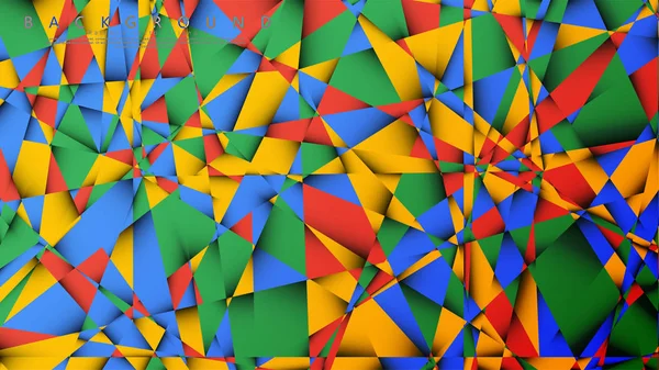 赤い黄色と緑の組み合わせを持つ三角形の背景ベクトル。グラデーションと透明度を持つ幾何学的なイラストスタイル. — ストックベクタ