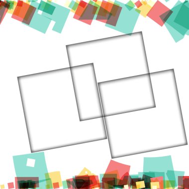 Renkli fotoğraf çerçeveleri, vektör çizimleri. beyaz bir arka plan üzerinde izole edilmiş çeşitli renkler ve saydam desenler ile kare kenarlıklar
