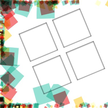 Renkli fotoğraf çerçeveleri, vektör çizimleri. beyaz bir arka plan üzerinde izole edilmiş çeşitli renkler ve saydam desenler ile kare kenarlıklar