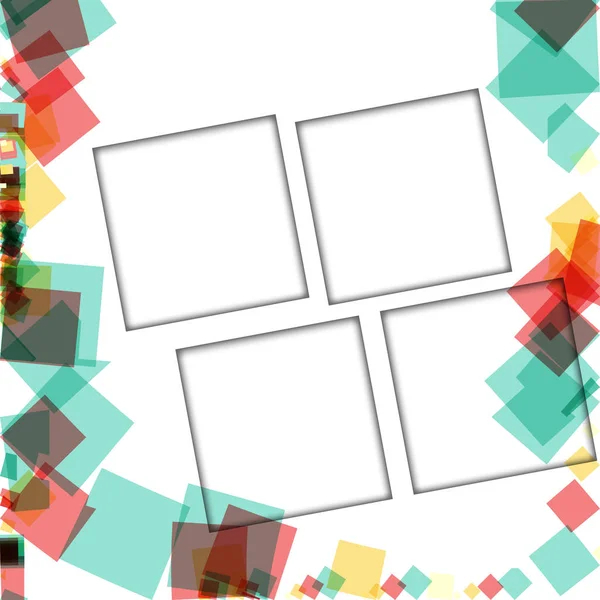 Färgglada fotoramar, vektor illustrationer. fyrkantiga kanter med olika färger och transparenta mönster som är isolerade på en vit bakgrund — Stock vektor