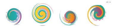 Modern soyut grafik öğelerinin toplanması. Girdap vektör arka planı. Logo tasarımı, broşürler veya sunumlar için şablonlar. Vektör çizimi