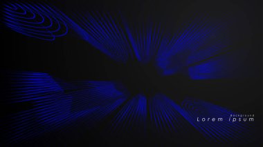 Dalgalı fütüristik mavi çizgilerin soyut arka planı. Mavi çizgi soyut vektörün arka planını oluşturur