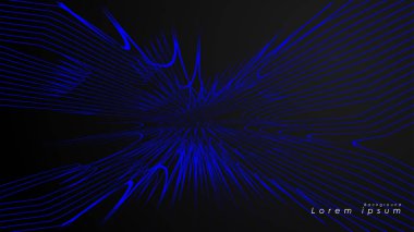 Dalgalı fütüristik mavi çizgilerin soyut arka planı. Mavi çizgi soyut vektörün arka planını oluşturur