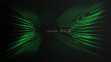 Dalgalı fütüristik yeşil çizgilerin soyut arka planı