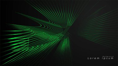 Dalgalı fütüristik yeşil çizgilerin soyut arka planı