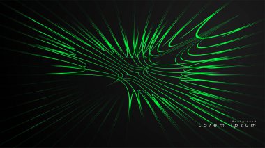 Dalgalı fütüristik yeşil çizgilerin soyut arka planı