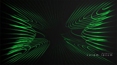 Dalgalı fütüristik yeşil çizgilerin soyut arka planı