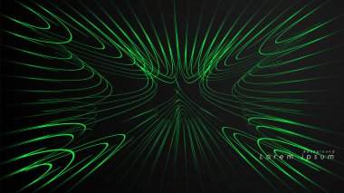 Dalgalı fütüristik yeşil çizgilerin soyut arka planı