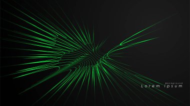 Dalgalı fütüristik yeşil çizgilerin soyut arka planı