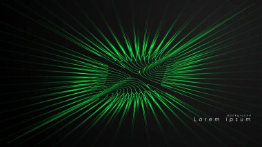 Dalgalı fütüristik yeşil çizgilerin soyut arka planı