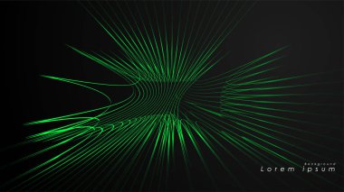 Dalgalı fütüristik yeşil çizgilerin soyut arka planı