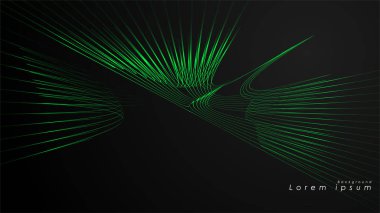 Dalgalı fütüristik yeşil çizgilerin soyut arka planı