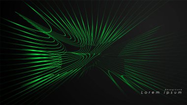 Dalgalı fütüristik yeşil çizgilerin soyut arka planı