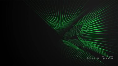 Dalgalı fütüristik yeşil çizgilerin soyut arka planı