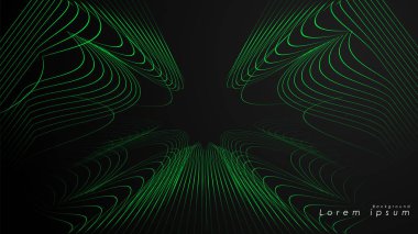 Dalgalı fütüristik yeşil çizgilerin soyut arka planı