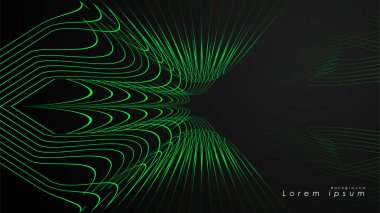 Dalgalı fütüristik yeşil çizgilerin soyut arka planı