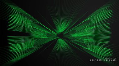Dalgalı fütüristik yeşil çizgilerin soyut arka planı