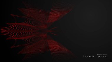 Dalgalı fütüristik kırmızı çizgilerin soyut arka planı.