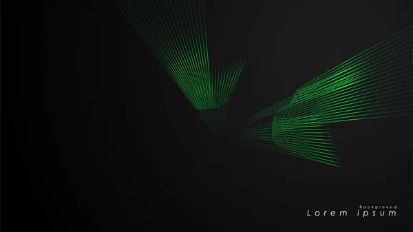 Abstrakt bakgrund av vågiga futuristiska gröna linjer — Stock vektor