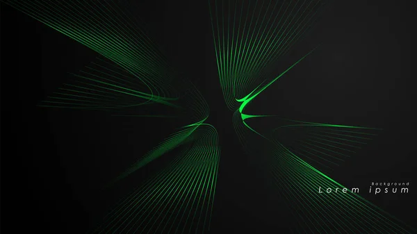Abstrakt bakgrund av vågiga futuristiska gröna linjer — Stock vektor