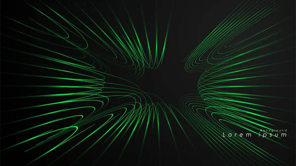 Dalgalı fütüristik yeşil çizgilerin soyut arka planı