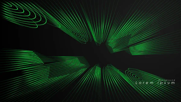 Dalgalı fütüristik yeşil çizgilerin soyut arka planı