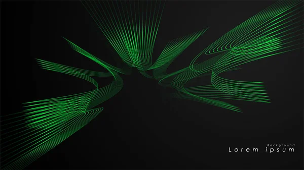 Abstracte achtergrond van golvende futuristische groene lijnen — Stockvector