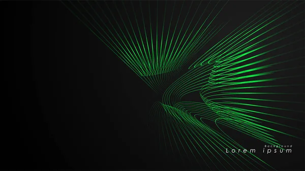 Dalgalı fütüristik yeşil çizgilerin soyut arka planı