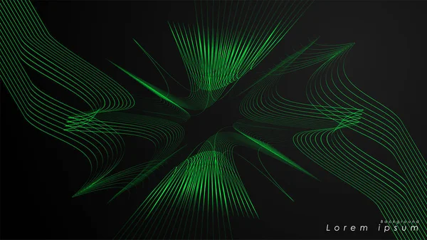 Fundo abstrato de linhas verdes futuristas onduladas — Vetor de Stock