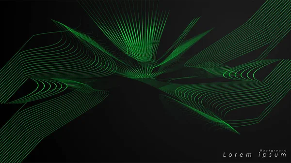 Dalgalı fütüristik yeşil çizgilerin soyut arka planı