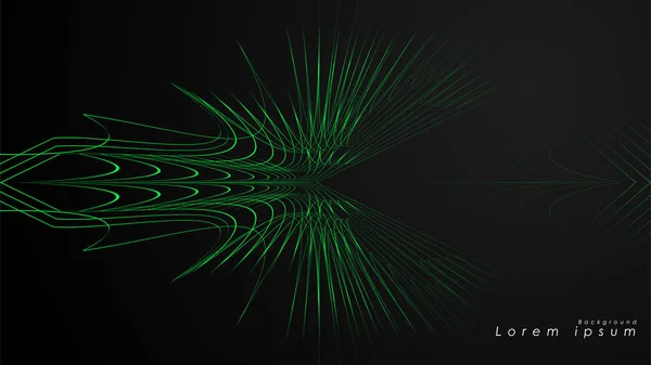 Abstracte achtergrond van golvende futuristische groene lijnen — Stockvector