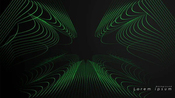 Dalgalı fütüristik yeşil çizgilerin soyut arka planı