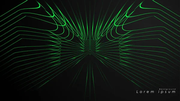 Dalgalı fütüristik yeşil çizgilerin soyut arka planı