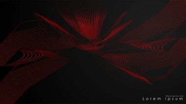 Dalgalı fütüristik kırmızı çizgilerin soyut arka planı.