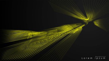 Dalgalı fütüristik sarı çizgilerin soyut arka planı