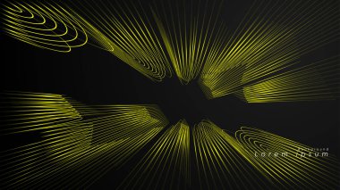 Dalgalı fütüristik sarı çizgilerin soyut arka planı