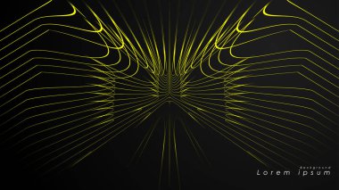 Dalgalı fütüristik sarı çizgilerin soyut arka planı