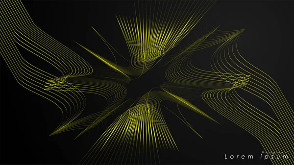 Fondo abstracto de líneas onduladas futuristas amarillas — Vector de stock