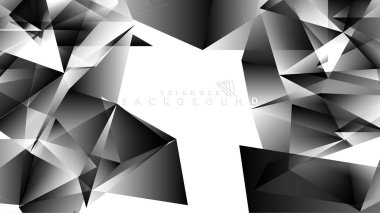 Soyut Degrade siyah Beyaz Geometrik Arka Plan. Vektör İllüstrasyonu