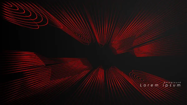 Dalgalı fütüristik kırmızı çizgilerin soyut arka planı.