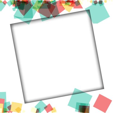 Renkli fotoğraf çerçeveleri, vektör çizimleri. beyaz bir arka plan üzerinde izole edilmiş çeşitli renkler ve saydam desenler ile kare kenarlıklar