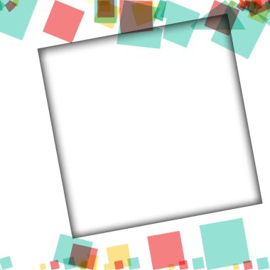 Renkli fotoğraf çerçeveleri, vektör çizimleri. beyaz bir arka plan üzerinde izole edilmiş çeşitli renkler ve saydam desenler ile kare kenarlıklar