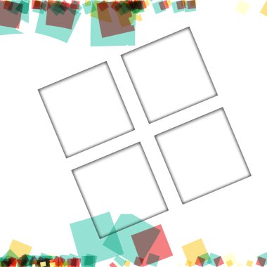 Renkli fotoğraf çerçeveleri, vektör çizimleri. beyaz bir arka plan üzerinde izole edilmiş çeşitli renkler ve saydam desenler ile kare kenarlıklar