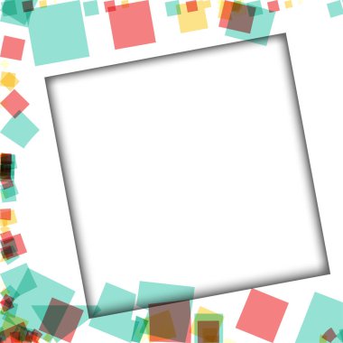 Renkli fotoğraf çerçeveleri, vektör çizimleri. beyaz bir arka plan üzerinde izole edilmiş çeşitli renkler ve saydam desenler ile kare kenarlıklar
