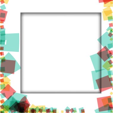 Renkli fotoğraf çerçeveleri, vektör çizimleri. beyaz bir arka plan üzerinde izole edilmiş çeşitli renkler ve saydam desenler ile kare kenarlıklar