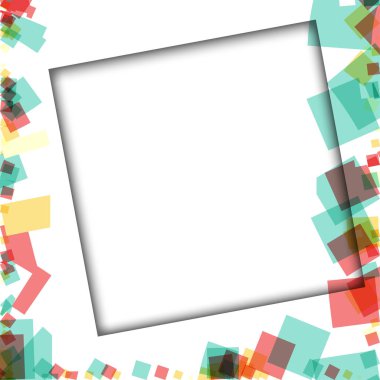 Renkli fotoğraf çerçeveleri, vektör çizimleri. beyaz bir arka plan üzerinde izole edilmiş çeşitli renkler ve saydam desenler ile kare kenarlıklar