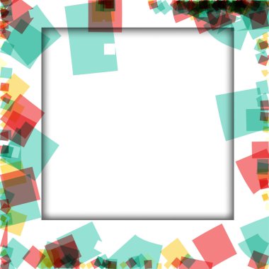 Renkli fotoğraf çerçeveleri, vektör çizimleri. beyaz bir arka plan üzerinde izole edilmiş çeşitli renkler ve saydam desenler ile kare kenarlıklar